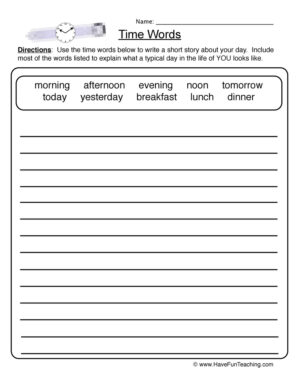 Time Words Worksheet