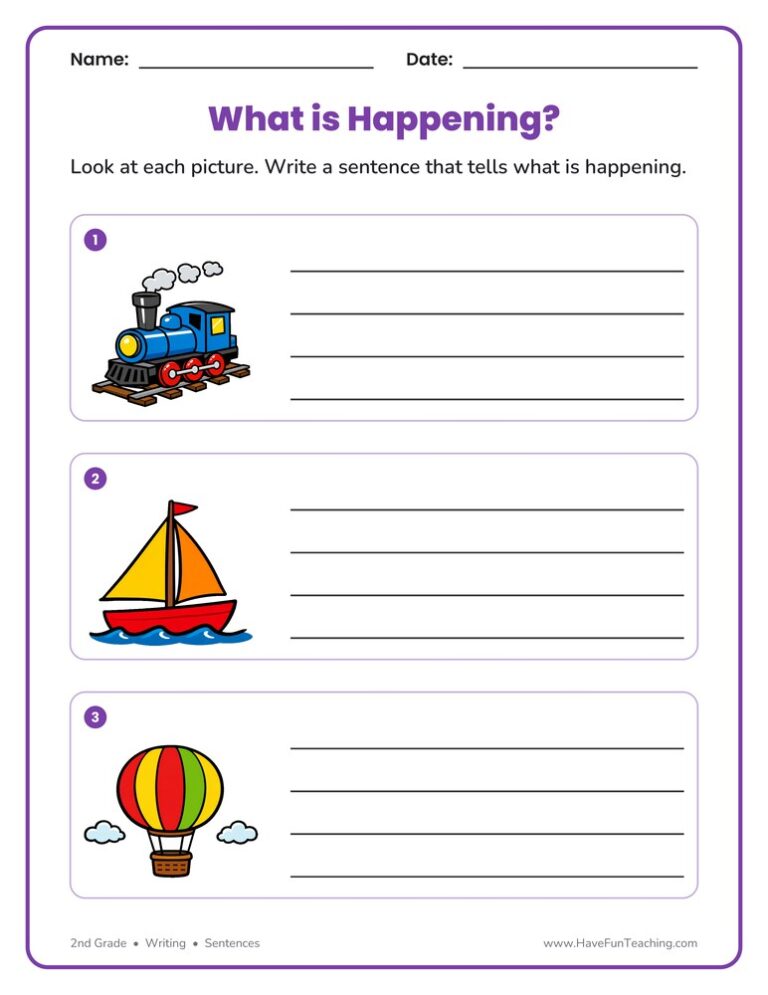 Transportation Sentence Worksheet