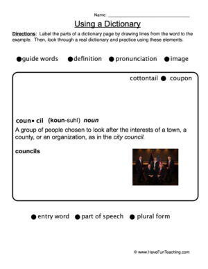 Dictionary Skills Worksheet Have Fun Teaching