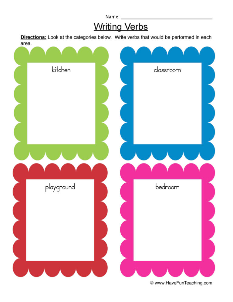Verbs Locations Worksheet