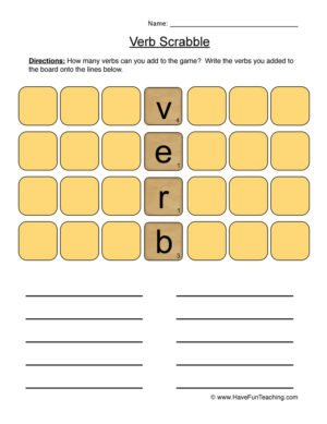 Verb Scrabble Worksheet