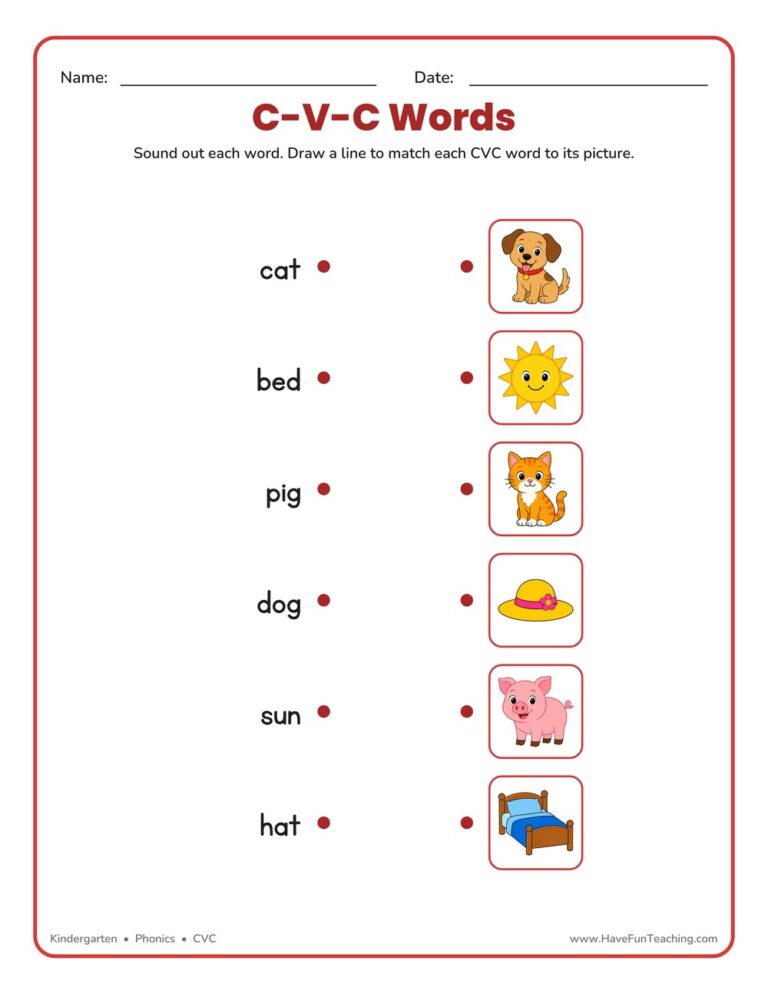 Matching CVC Worksheet