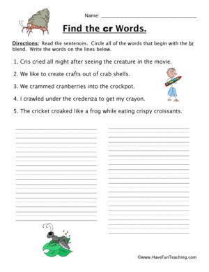 Blends Worksheet CR