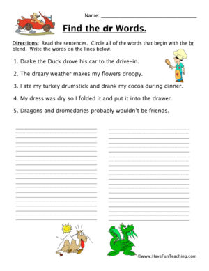 Blends Worksheet DR