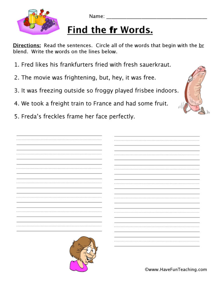FR Blends Worksheet