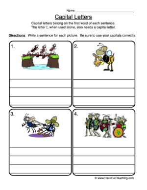 Capitalization Writing Sentences Worksheet