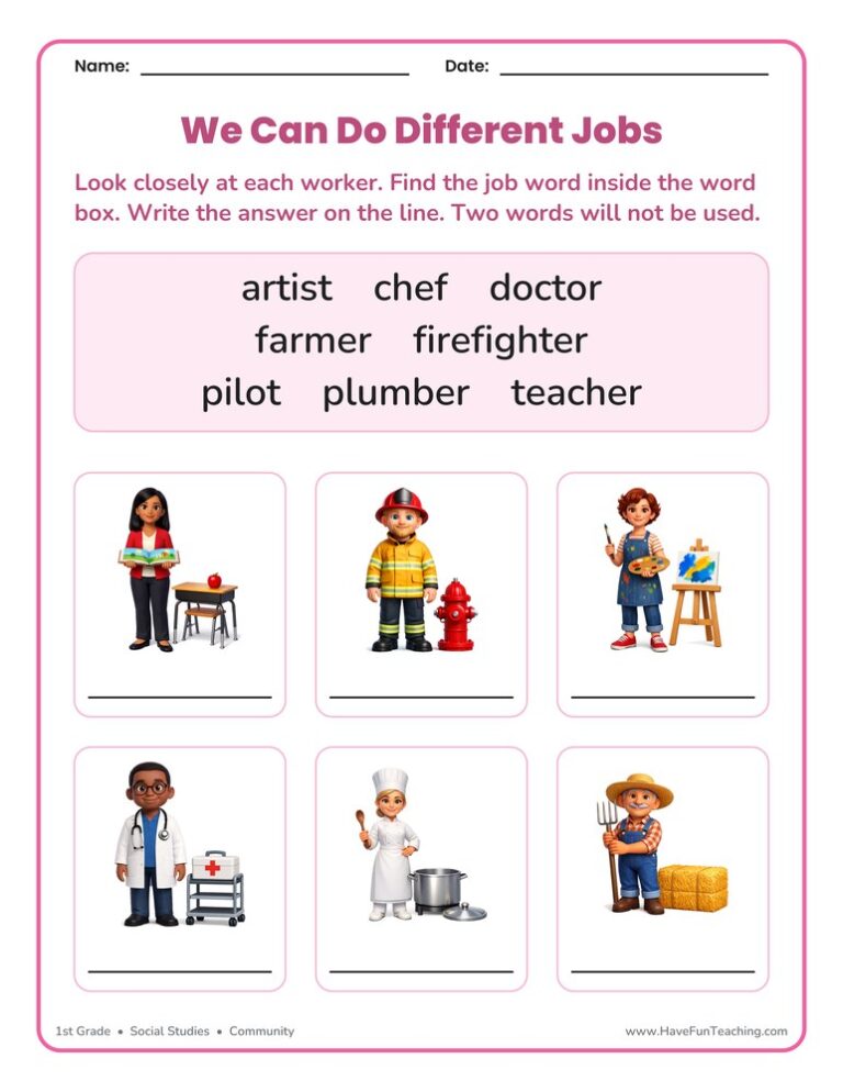 Different Careers Worksheet