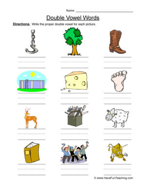 Writing Double Vowels Words Worksheet