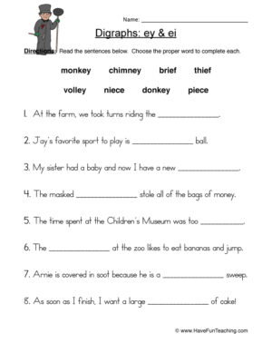 IE EY Digraphs Worksheet