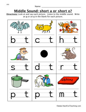 Middle Sounds A or O Worksheet