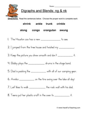 NG/NK Digraph Worksheet