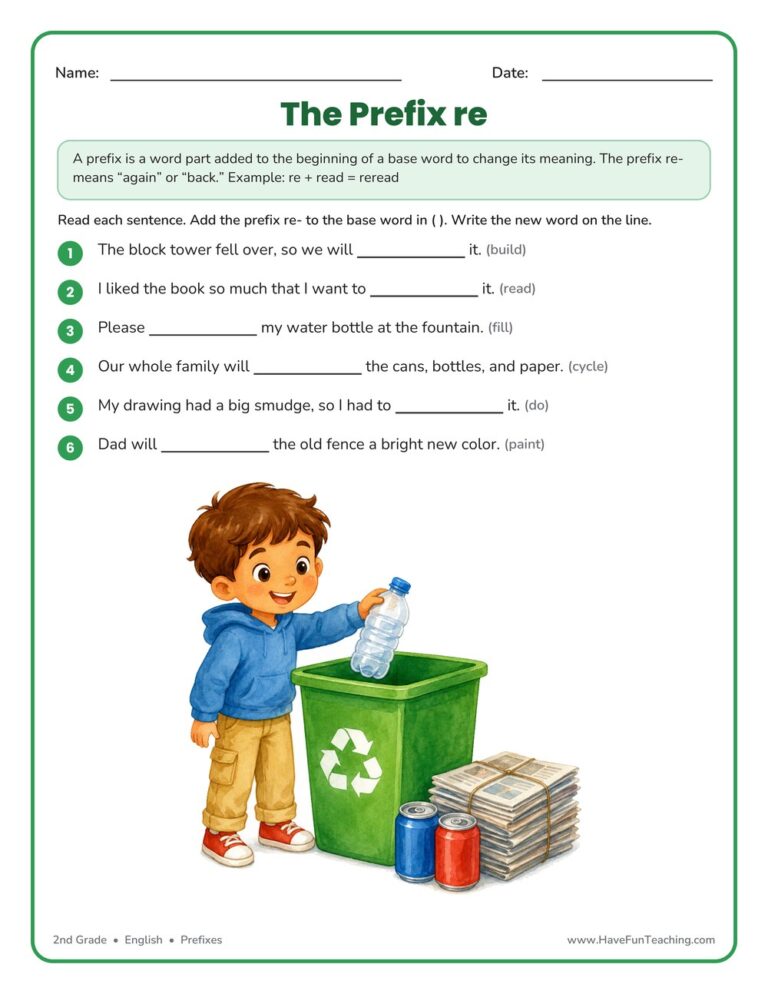 Prefix RE Worksheet