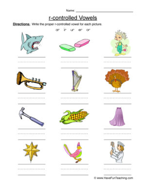Labeling R Controlled Vowels Worksheet