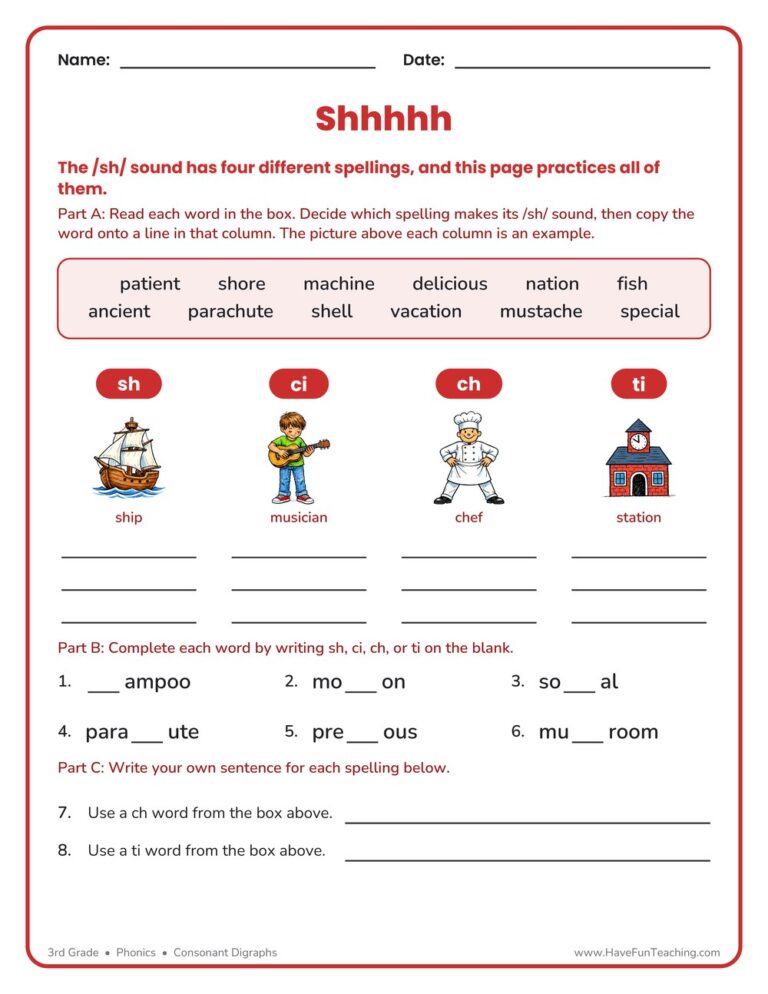 SH CI CH TI Worksheet