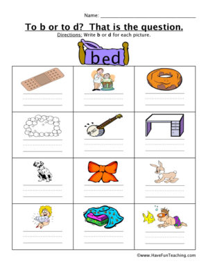 To B or to D Words Worksheet