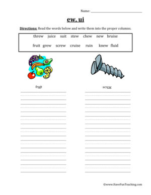 EW UI Vowel Worksheet