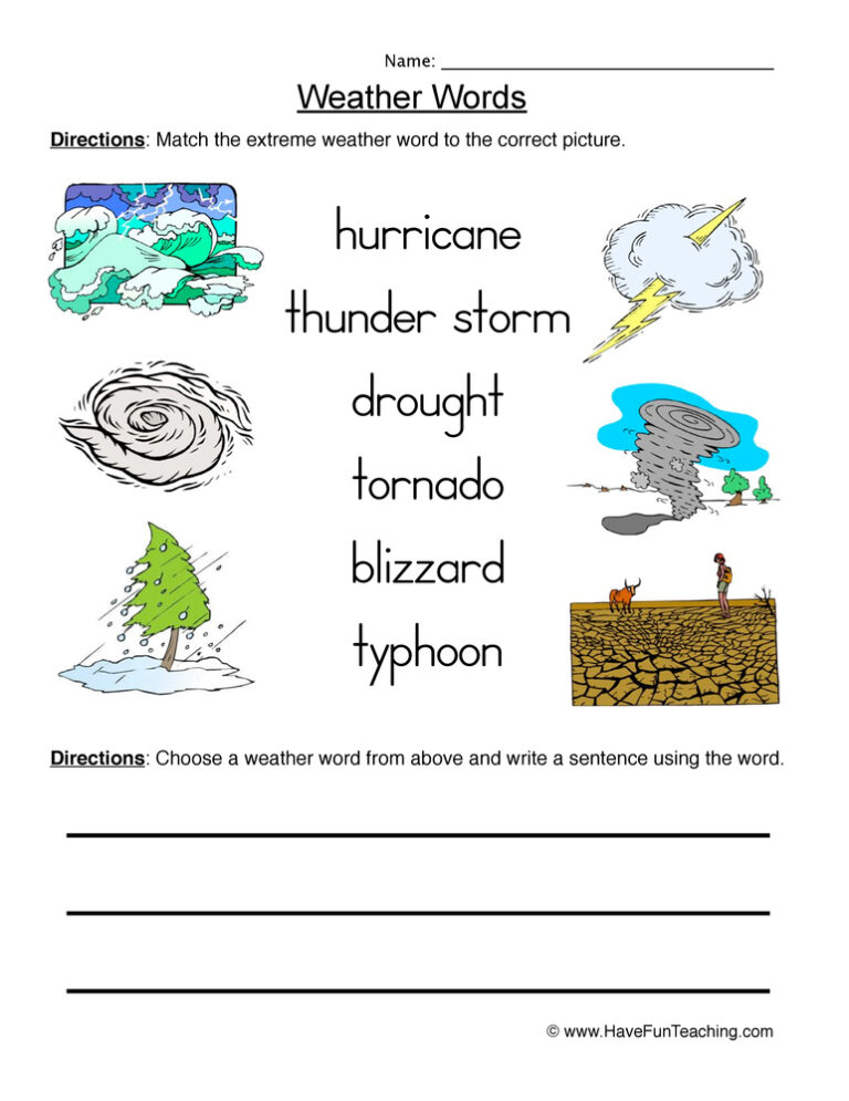 Weather Matching Worksheet