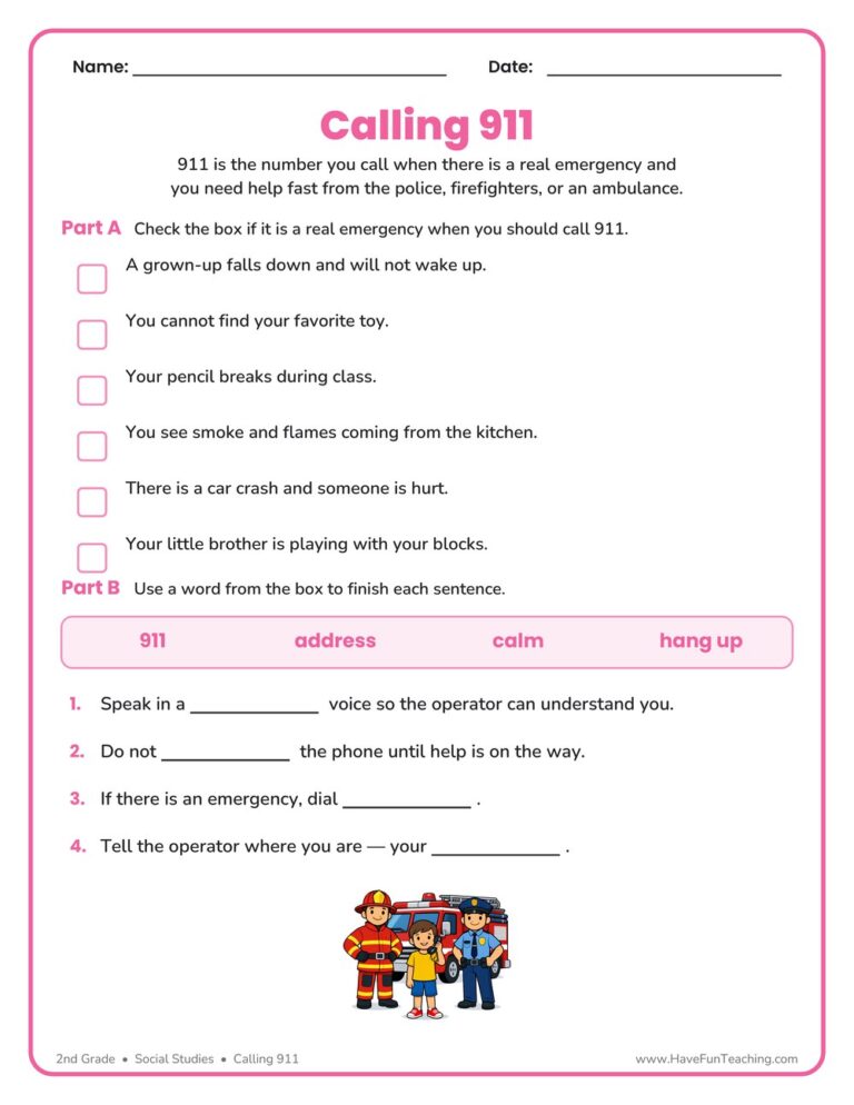 Calling 911 Worksheet