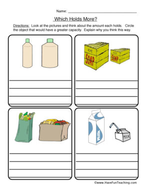 Which Holds More? Capacity Worksheet