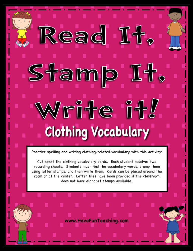 Clothing Words Activity