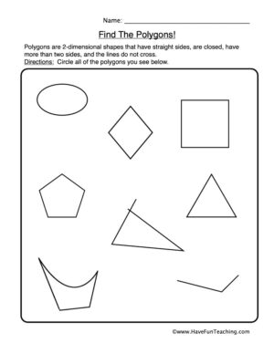 Find the Polygons Shapes Worksheet