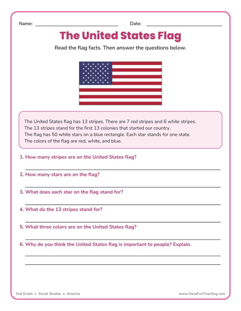 United States Flag Worksheet