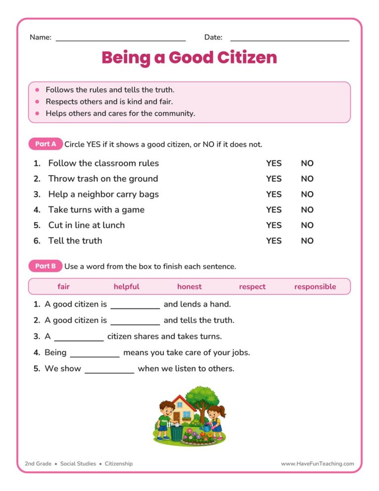 Being a Good Citizen Worksheet