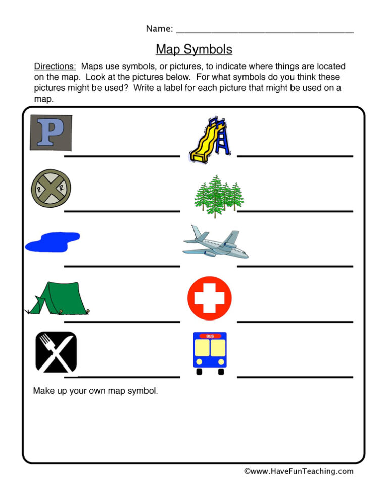 Map Symbols Worksheet
