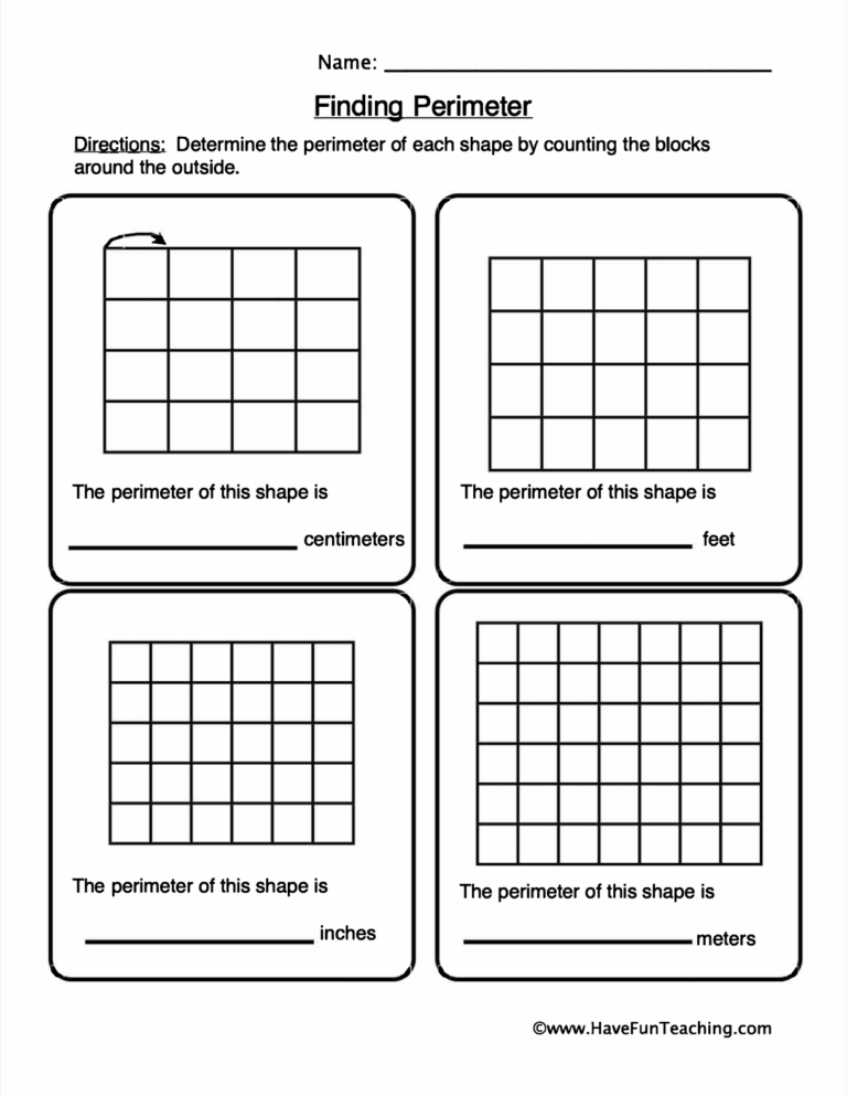 Perimeter Grids Worksheet