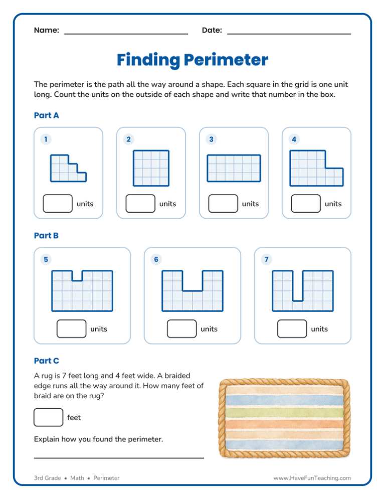 Perimeter Grids Worksheet
