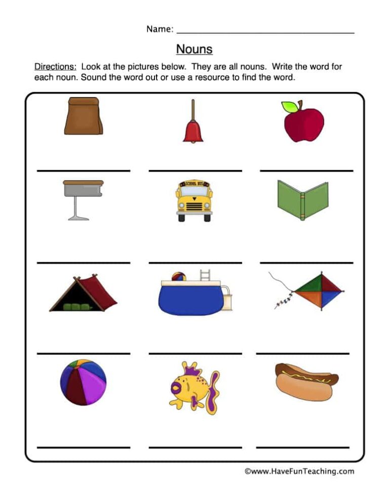 Write the Noun Worksheet
