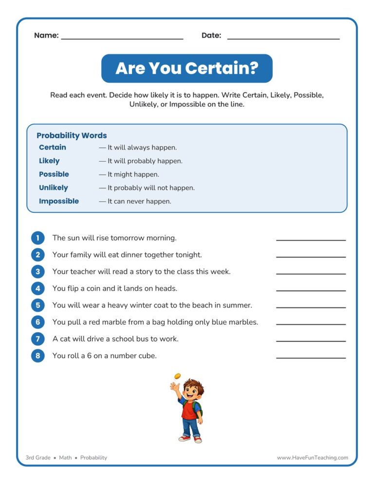 Are You Certain? Probability Worksheet