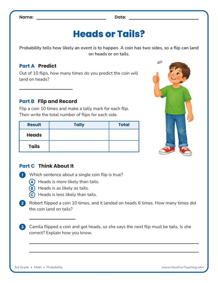 Heads or Tails Probability Worksheet