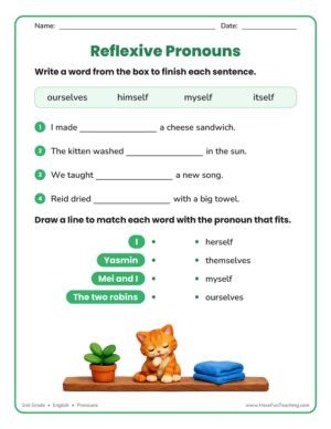2nd Grade reflexive pronouns worksheet