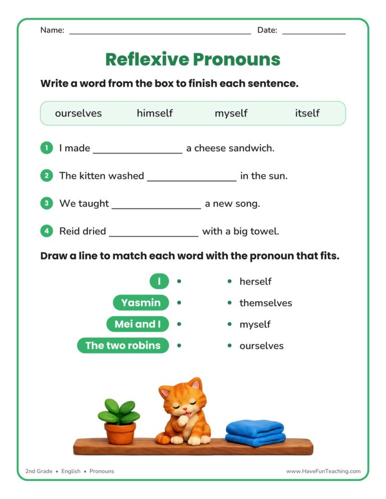 Reflexive Pronouns Worksheet