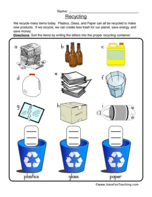 Recycling Sort Worksheet