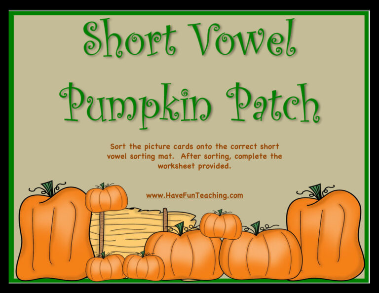 Short Vowel Pumpkin Patch Activity