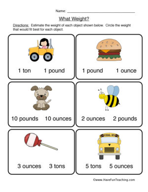 What Weight? Worksheet