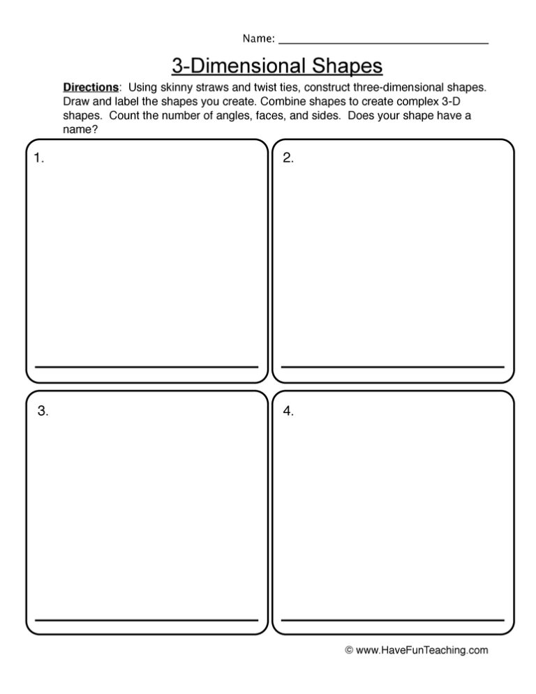 Drawing 3D Shapes Worksheet