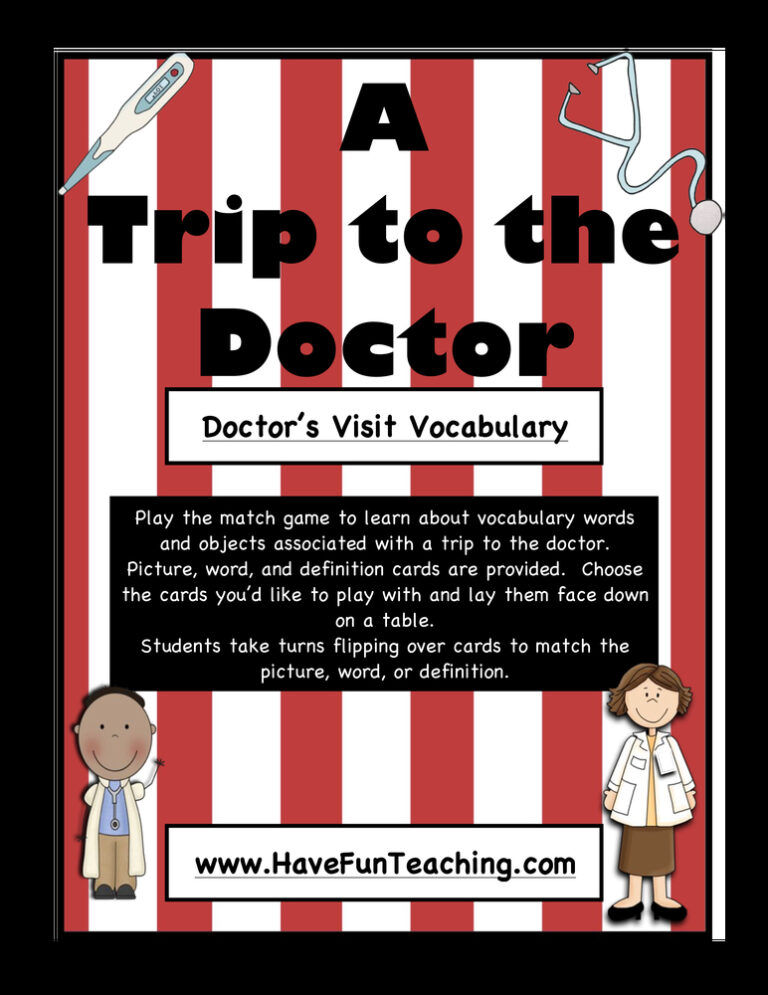 A Trip to the Doctor Vocabulary Activity