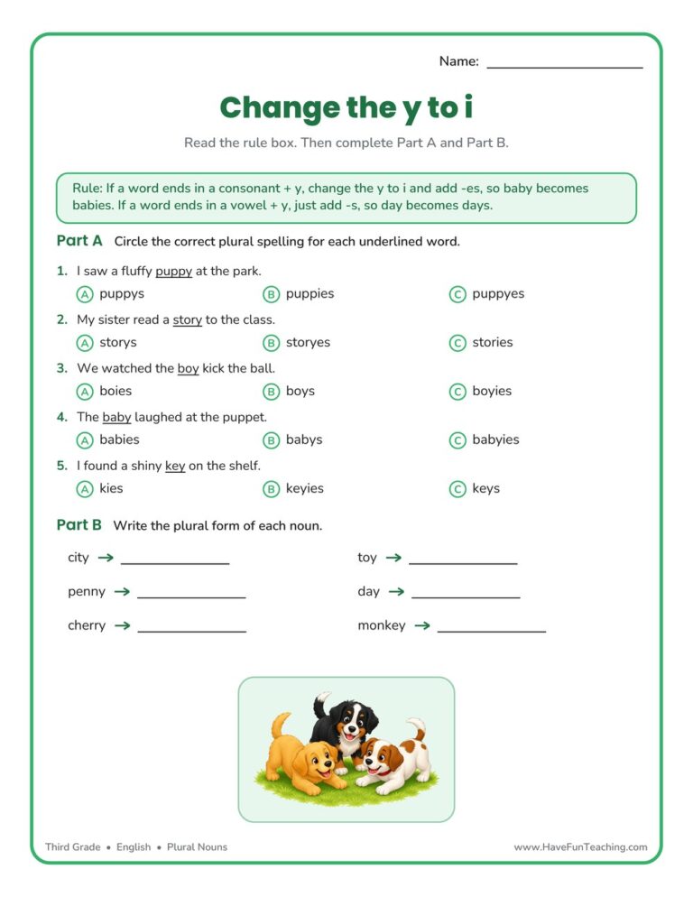 Multiple Choice Change Y to I Worksheet