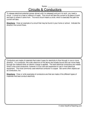 Circuits Conductors Worksheet