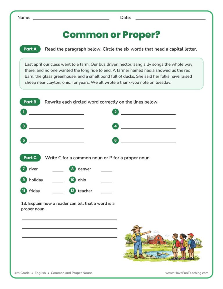 Edit Common or Proper Nouns Worksheet