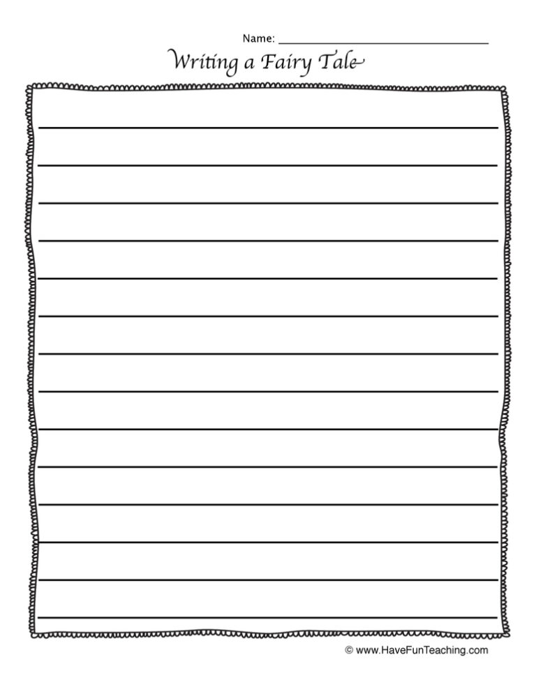 Fairy Tales Writing Page Worksheet
