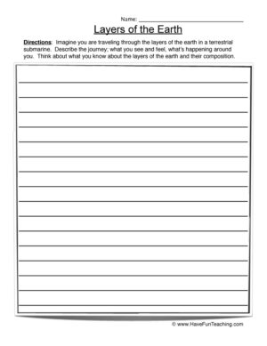 Layers of the Earth Writing Worksheet