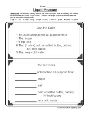 Measurement Conversions Worksheet