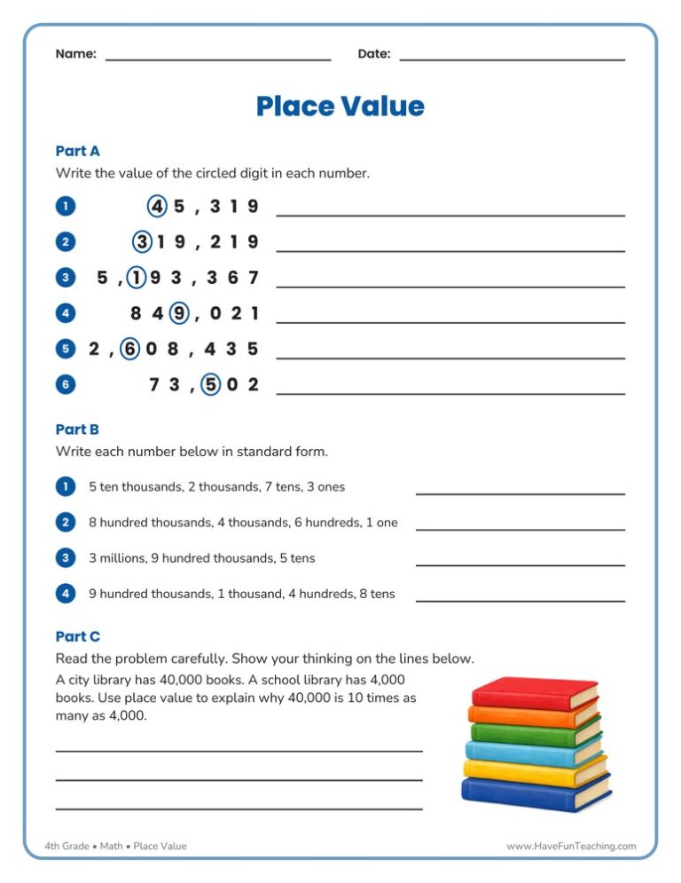 Place Value Identification Worksheet