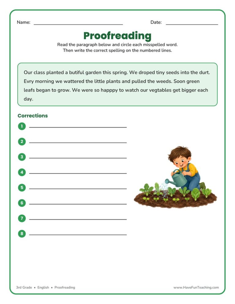 Proofreading Worksheet