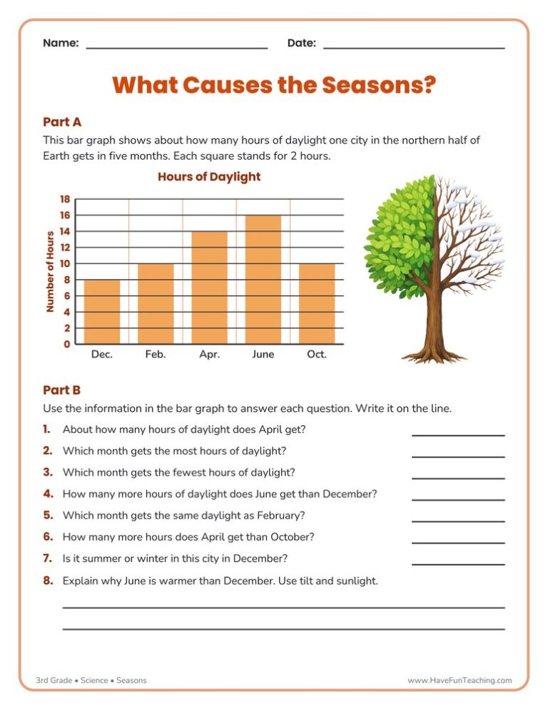 Seasons Explanations Worksheet
