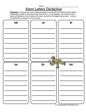 Silent Letters Detective Worksheet